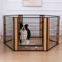 RYPetmia 6-Panel Personalized Coated Metal Dog Exercise Pen, Brown, Large: 35.4-in
