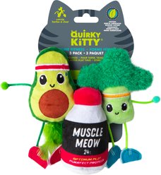 Quirky Kitty Flinging Fitness Catnip Plush Cat Toy, Multicolor, Medium, 3 count