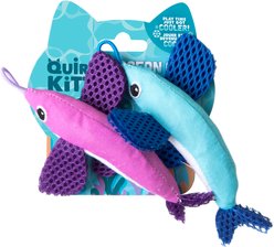 Quirky Kitty Ocean Cool Flying Fish Catnip Plush Cat Toy, Multicolor, Medium, 2 count