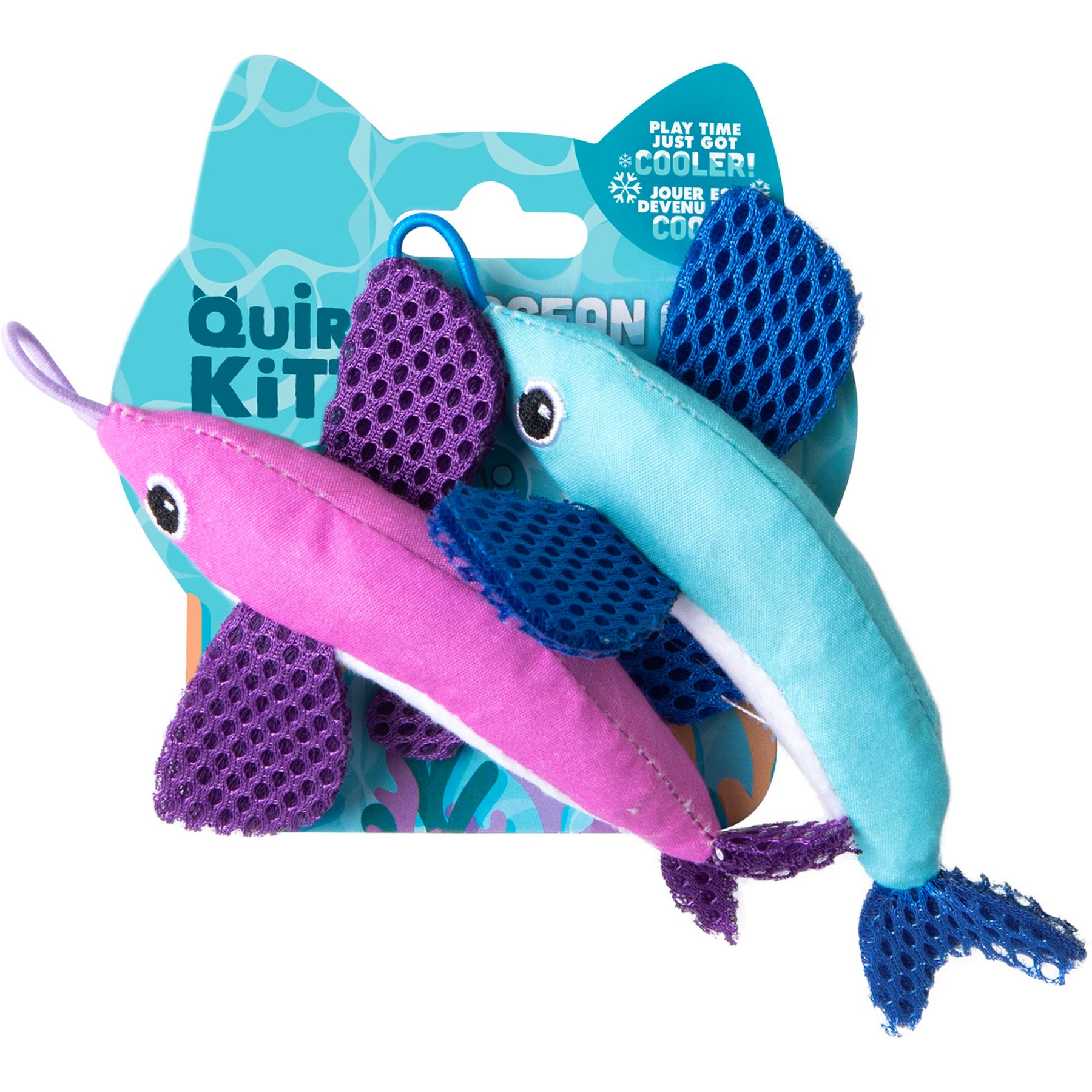 Quirky Kitty Ocean Cool Flying Fish Catnip Plush Cat Toy, Multicolor, Medium, 2 count