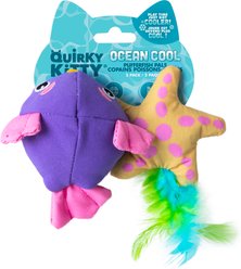 Quirky Kitty Ocean Cool Chill Jellyfish Catnip Plush Cat Toy, Multicolor, Medium, 2 count