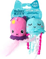Quirky Kitty Ocean Cool Pufferfish Please Catnip Plush Cat Toy, Multicolor, Medium, 2 count