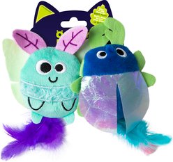 Quirky Kitty Ocean Cool Flying Fish Catnip Plush Cat Toy, Multicolor, Medium, 2 count
