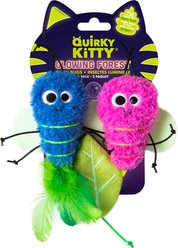 Quirky Kitty Glowing Forest Bugs Glowing & Light-Up Plush Cat Toy, Multicolor, Medium, 3 count