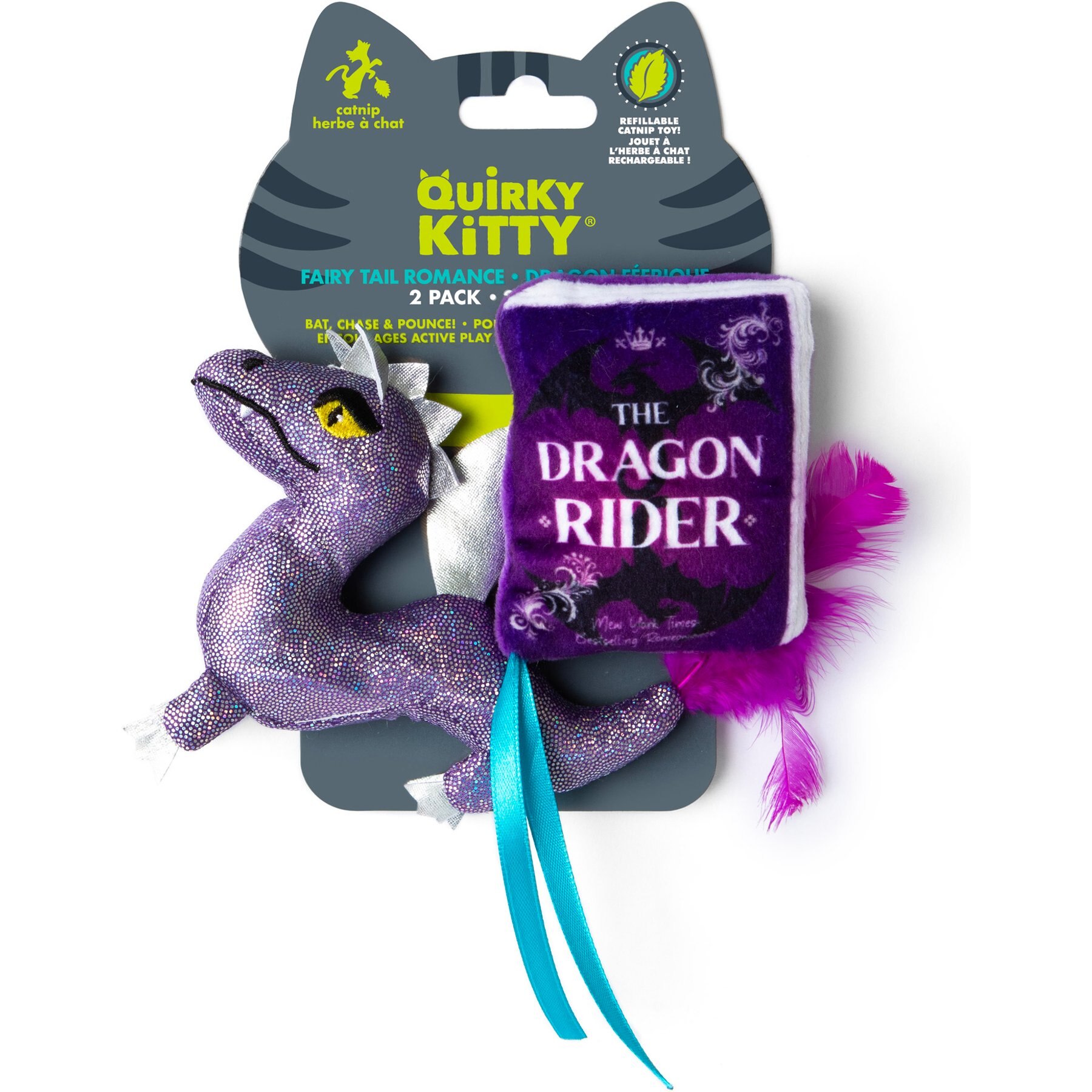 Quirky Kitty Romantasy Catnip Plush Cat Toy, Multicolor, Medium, 2 count