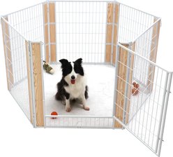 RYPetmia 6-Panel Personalized Coated Metal Dog Exercise Pen, White, Large: 35.4-in