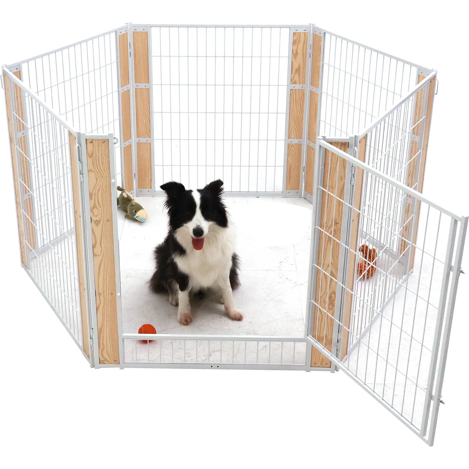 RYPetmia 6-Panel Personalized Coated Metal Dog Exercise Pen, White, Large: 35.4-in