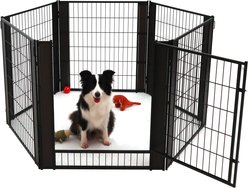 RYPetmia 6-Panel Personalized Coated Metal Dog Exercise Pen, Black, Large: 35.4-in