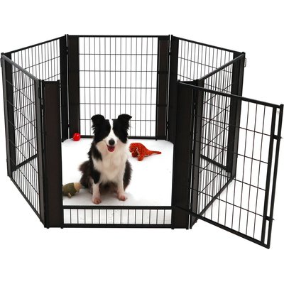 RYPetmia RYPetmia 6-Panel Personalized Coated Metal Dog Exercise Pen, Black, Large: 35.4-in