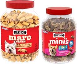 Milk-Bone Mini's Flavor Snacks Beef, Chicken & Bacon + MaroSnacksReal Bone Marrow Dog Treats