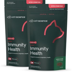 VetriScience Vetri Lysine Plus Chicken Flavored Soft Chews Immune Supplement for Cats, 180 count