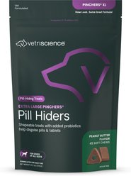 VetriScience Pinchers Pill-Hiding Probiotic Peanut Butter Flavor Treats Dog Treats, Chew, Peanut Butter Flavor, X-Large, 45 count