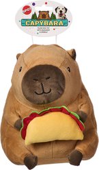 Spot Capybara with Taco Plush Dog Toy, Tank/Brown/Green, 8-in