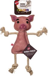 Spot D-Fuse Color Leather Barnyrd Asst Plush Dog Toy, Pink/White/Orange, 14-in