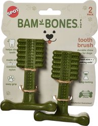 Spot Bambone+ Toothbrush Mint Dog Toy, Green, 4-in, 2 count