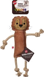 Spot D-Fuse Color Leather Jungle Asst Plush Dog Toy, Grey/Rust/Orange, 14-in