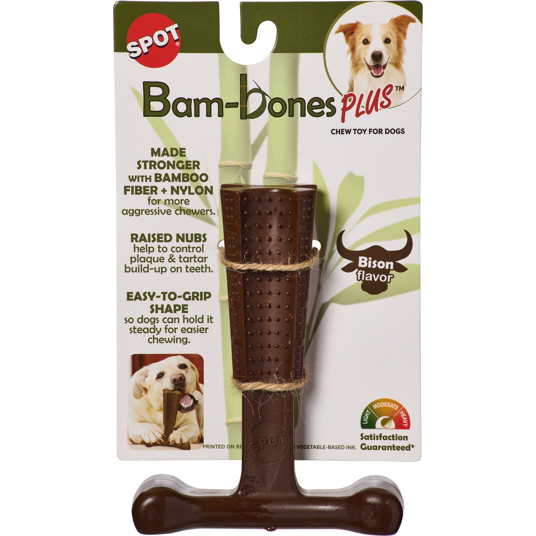 Spot Bambone+ Bison Dog Toy, Tan/Brown, 6-in