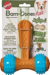 Spot Bambone+ Giggler T-Barbell Dog Toy, Orange/Blue, 6-in