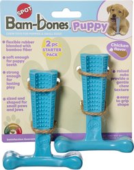 Spot Bambone Chicken Puppy & Dog Toy, Blue, 4-in, 2 count