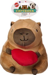 Spot Capybara with Heart Plush Dog Toy, Tank/Brown/Red, 8-in