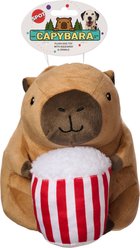 Spot Capybara with Popcorn Plush Dog Toy, Tan/Brown/Red/White, 8-in