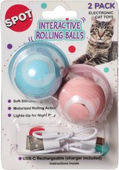 Spot Interactive Cat Ball Plush Dog Toy, Pink/Blue/White