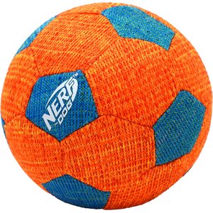 NERF DOG X-Weave Soccer Squeak Dog Ball Toy, Orange/Blue, 5-in