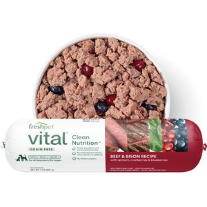 Freshpet Grain-Free Beef & Bison Recipe Fresh Refrigerated Dog Food, 2-lb roll, case of 8