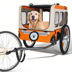 Yafylly Heavy-Duty Steel Frame Large Folding Dog Bike Trailer with 20 x 2.125-in Wheels, All-Terrain Cycling, Medium, Orange