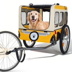 Yafylly Heavy-Duty Steel Frame Large Folding Dog Bike Trailer with 20 x 2.125-in Wheels, All-Terrain Cycling, Medium, Yellow