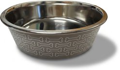 PetRageous Designs Capri Dishwasher Safe Stainless Steel Non-Slip Dog Bowl with Bone Pattern, Taupe, Medium: 3.75-cup slide 2 of 5
