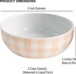 PetRageous Designs Gingham Round 5-in Dishwasher Safe Cat Bowl, Cream/White Plaid, Small: 2-cup slide 2 of 2