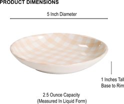 PetRageous Designs Gingham 5-in Dishwasher Safe Ceramic Cat Saucer, Cream/White Plaid, Small: 2.5-oz slide 2 of 2