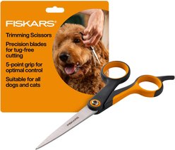 Fiskars Pet Trimming Scissors, Orange/Black, 6.75-in