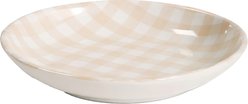 PetRageous Designs Gingham 5-in Dishwasher Safe Ceramic Cat Saucer, Cream/White Plaid, Small: 2.5-oz slide 1 of 2