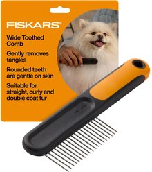 Fiskars Pet Wide Tooth Comb, Orange/Black, 7-in
