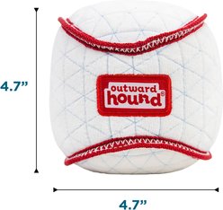 Outward Hound Baseball Xtreme Seamz Tough Chew Durable Plush Dog Toy with Squeakers, White, Small: 4.7-in slide 2 of 7