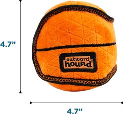 Outward Hound Basketball Xtreme Seamz Tough Chew Durable Plush Dog Toy with Squeakers, Brown, Small: 4.7-in slide 2 of 7