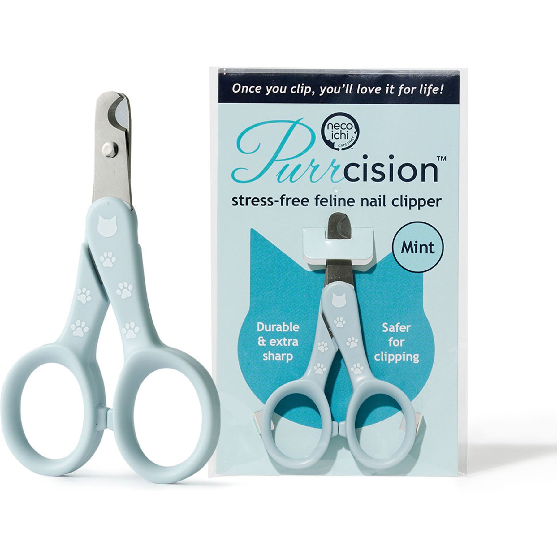 Necoichi Purrcision Stainless Steel Indoor Cat Nail Clipper, Mint