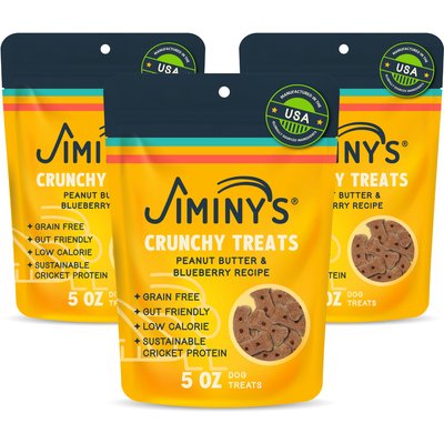 Jiminy's Jiminy's Grain-Free Cricket Cookie Peanut Butter & Blueberry Recipe Dog Treats, 5-oz bag, 3 count