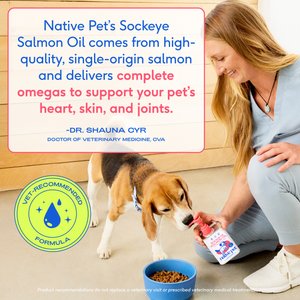 Native Pet Sockeye Salmon Flavored Oil Skin & Coat Health Liquid Supplement for Dogs & Cats, 8-fl oz