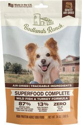 Badlands Ranch Superfood Complete Grain-Free Wild Fish & Turkey Air-Dried Dog Food, 24-oz bag