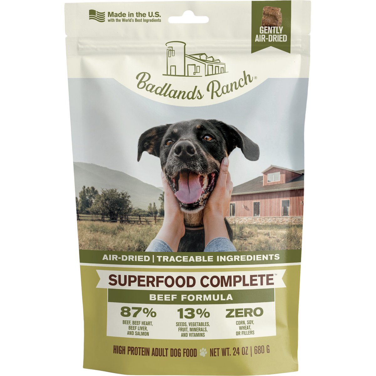 Badlands Ranch Superfood Complete Grain-Free Beef Air-Dried Dog Food, 24-oz bag