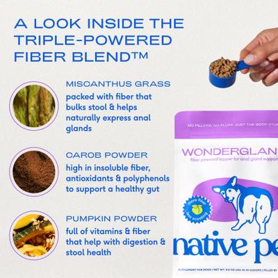 Show full view: Native Pet WonderGland Anal Gland Pumpkin Fiber & Digestive Supplement for Dogs, 16-oz slide 6 of 9