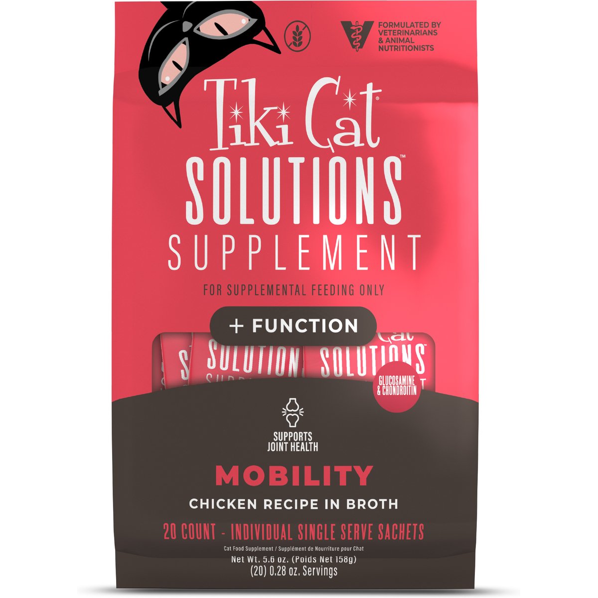 Tiki Cat Solutions Supplements Mobility Wet Cat Food Topper, 5.6-oz pouch
