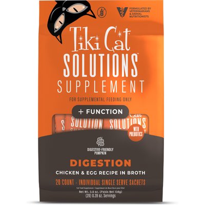 Tiki Cat Tiki Cat Solutions Supplements Digestion Wet Cat Food Topper, 5.6-oz pouch