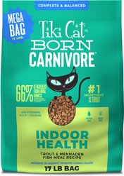 Tiki Cat Born Carnivore Indoor Health Trout & Menhaden Fish Meal Dry Cat Food, 17-lb bag