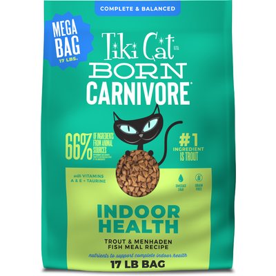 Tiki Cat Tiki Cat Born Carnivore Indoor Health Trout & Menhaden Fish Meal Dry Cat Food, 17-lb bag
