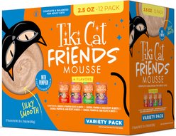 Tiki Cat Friends Mousse Chicken Variety Pack Grain-Free Wet Cat Food, 2.5-oz pouch, case of 12