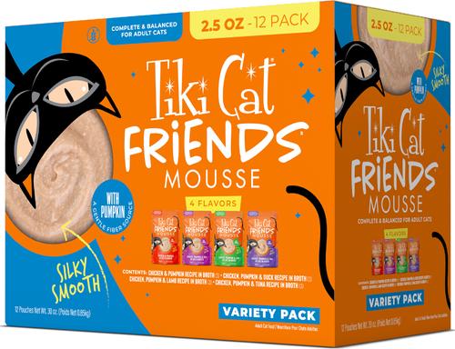 Tiki Cat Friends Mousse Chicken Variety Pack Grain-Free Wet Cat Food, 2.5-oz pouch, case of 12